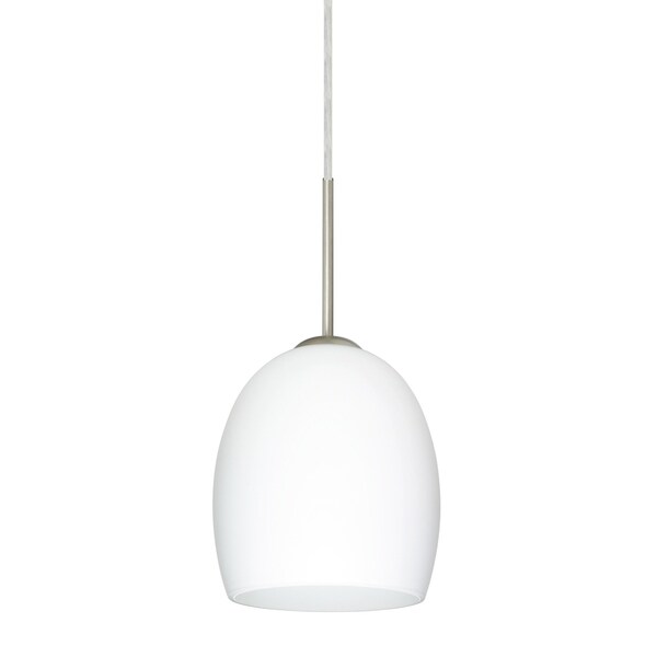 Besa Lighting Lucia Cord Pendant, Opal Matte, Satin Nickel Finish, 1x75W Incandescent 1JT-169707-SN - main